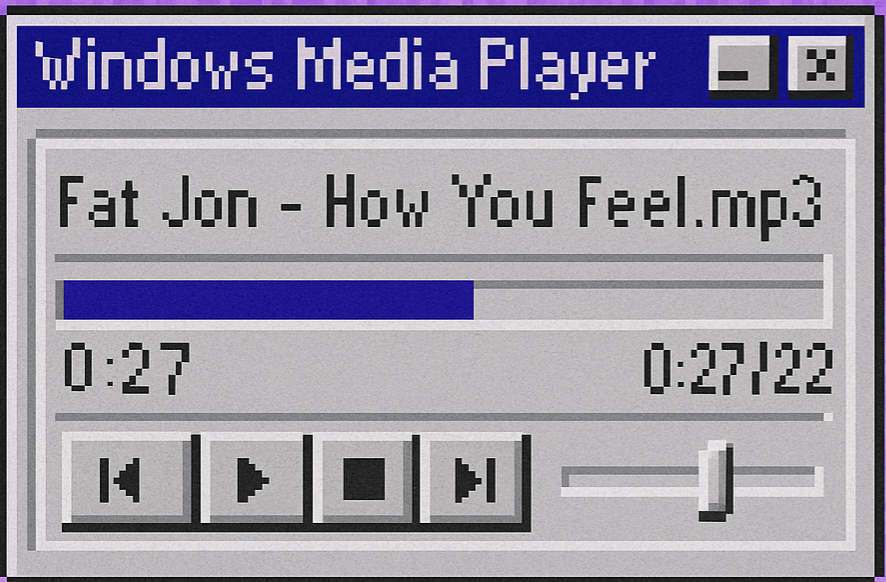 Player retrô tocando fat jon
